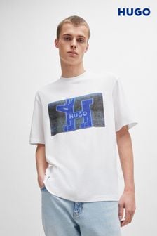 HUGO White ogo Artwork 100% Cotton Jersey T-Shirt (E42198) | $67