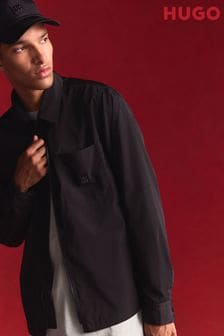 HUGO Oversized-Fit Black Shirt With Stacked Logo (E42211) | ￥29,770