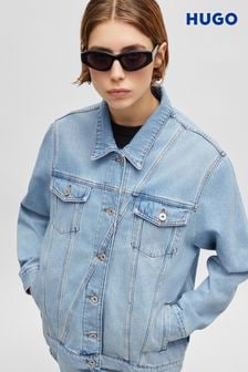 HUGO Blue Blue HUGO Boxy-Fit Rigid Denim Cotton Jacket (E42297) | $307