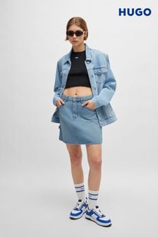 HUGO Blue Blue Hammer Loop 100% Cotton Mini Skirt In Rigid Denim (E42318) | kr1 660