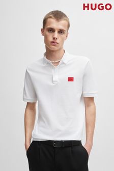 HUGO Slim-Fit Logo-Label Polo Shirt In Cotton Piqué (E42960) | AED494