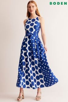 Boden Blue Petite Linen Maxi Halter Dress (E43035) | AED860