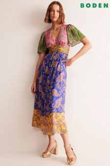 Boden Pink Petite Empire Ruched Maxi Dress (E43043) | $300