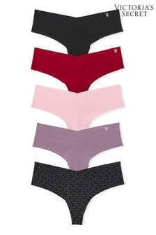 Victoria's Secret Black/Red/Pink/Purple Thong 5 Pack Knickers (E43430) | kr570