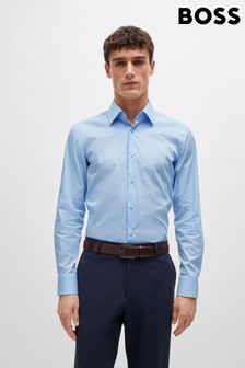 BOSS Blue Slim-Fit Easy-Iron Shirt In Stretch-Cotton Poplin (E43777) | $157