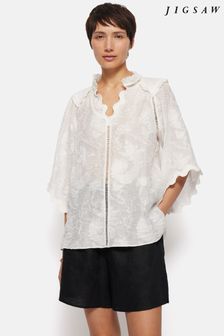 Jigsaw Textured Jacquard Frill White Top (E43851) | AED749