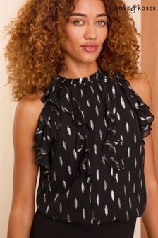 أسود معدني - Love & Roses Sleeveless Ruffle Detail Blouse (E44213) | ‏230 ر.س‏