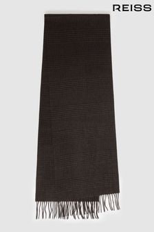 Reiss Brown/Black Sanders Wool and Cashmere Prince of Wales Check Scarf (E45160) | $120