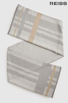 Reiss Grey Cara Logo Embroidered Checked Scarf (E45210) | $120