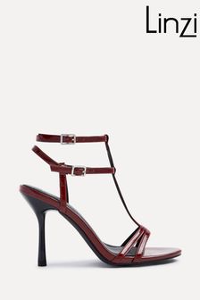 Linzi Burgundy Red Jada Strappy Stiletto Heeled Sandals (E45309) | $65