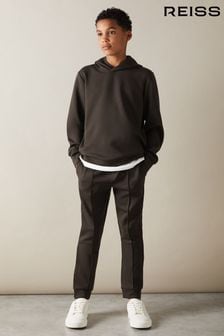 Reiss Chocolate Brown Premier Junior Interlock Jersey Drawstring Joggers (E45566) | $57