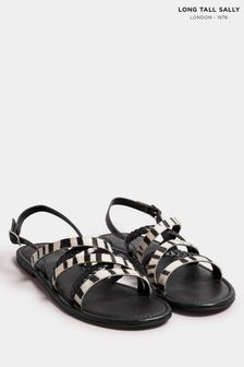 Long Tall Sally Black Animal Strap Cross Over Sandals (E45614) | €47