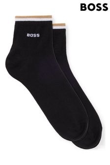 BOSS Black Two-Pack Of Short-Length Socks With Signature-Stripe Cuffs (E45637) | $22