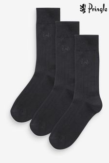 Pringle Black Supersoft Rib Socks (E45667) | ￥2,470