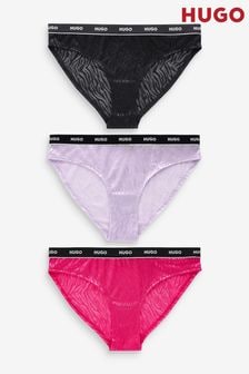 HUGO Pink Logo-Waistband Briefs 3 Pack In Zebra Lace (E46847) | kr820