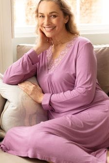 Nora Rose Pink Long Sleeve Short Nightdress (E47049) | $69