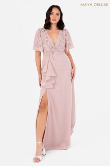 Maya embellished short sleeve ruffle hem maxi dress online