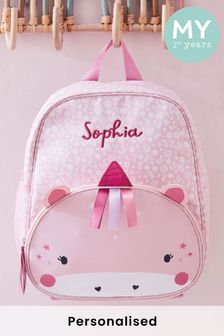 Personalised Pink Unicorn Face Medium Backpack (E47161) | 56 €