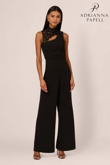 Adrianna Papell Combo Fabric Black Jumpsuit (E47364) | ₪ 1,257