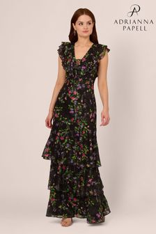 Adrianna papell printed ruched chiffon gown discount