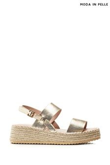 Moda in Pelle Gold Nashay Two Part Low Espdarille Wedges (E47413) | ₪ 397