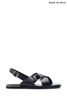 Moda in Pelle Black Peppermint Cork Wrap Wedge Sandals (E47430) | ₪ 397