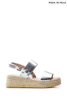 Moda in Pelle Silver Nashay Two Part Low Espdarille Wedges (E47441) | 504 SAR