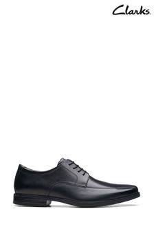 Clarks Black Leather Howard Over Shoes (E47488) | €109