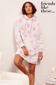 Friends Like These Pink Long Line Star Print Snoodie (E49337) | $48