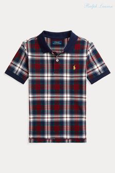 Polo Ralph Lauren Boys Red Tartan Check Polo Shirt (E49587) | 448 LEI