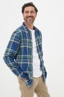 FatFace Western Blue/Green 100% Cotton Long Sleeve Check Shirt (E50453) | $84