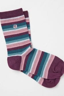 Lila Streifen - Fatface Women's Socks 1 Pack (size 4-7) (E50548) | 11 €