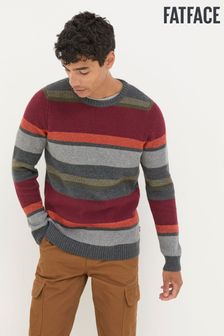 FatFace Hinton Charcoal Grey Block Stripe Crew Neck Jumper (E50557) | $74