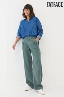 FatFace Saffron Blue Wide Leg Twill Trousers (E50617) | $106