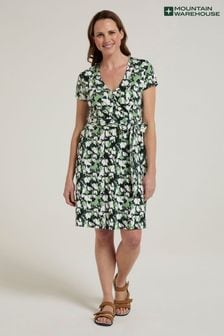 Зеленый - Женское трикотажное платье с запахом и УФ-принтом Mountain Warehouse Santorini (E50889) | €53