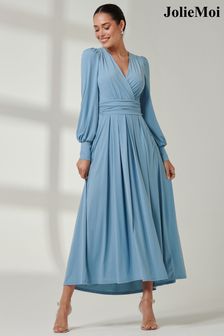 Blue maxi dress with sleeves hotsell