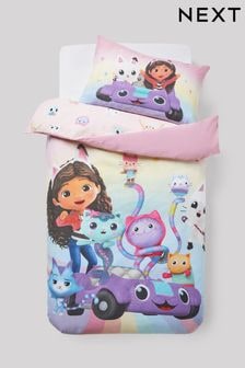 Multi Pink Gabby's Dollhouse Rainbow Duvet Cover and Pillowcase Set (E51978) | $39 - $45