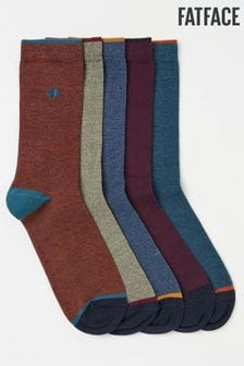 FatFace Muted Red/Blue 5 Pack Plain Socks (E52018) | $32