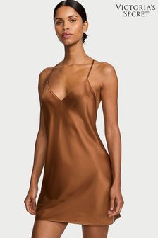 Victoria's Secret Caramel Brown Satin Open Back Slip (E52445) | €68