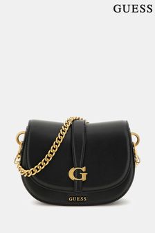 Черно - Guess Kuba Flap Cross-body Saddle Bag (E52473) | BGN322