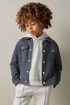 Reiss Steel Blue Carmello 9-13 yrs Textured Cotton Blend Jacket (E52840) | $74