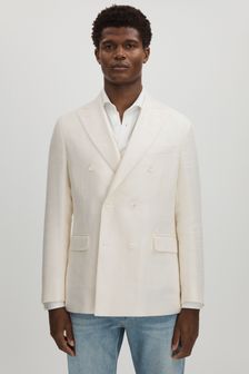 Oscar Jacobson Linen-wool Twill Double Breasted Snow White Blazer (E52857) | 918 €