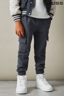 Reiss Steel Blue Arzin Senior Textured Cotton Blend Drawstring Joggers (E52867) | CA$97