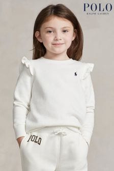 Polo Ralph Lauren Girls Frill Sleeve Jersey White Sweatshirt (E53303) | 121 €