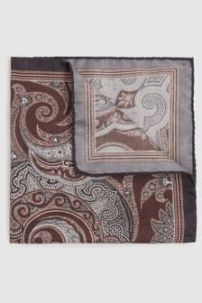 Reiss Chocolate Lucca Silk Hybrid Print Pocket Square (E53451) | €58