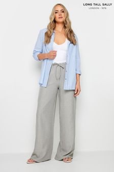 Long Tall Sally Grey Textured Wide Leg Trousers (E53560) | $67