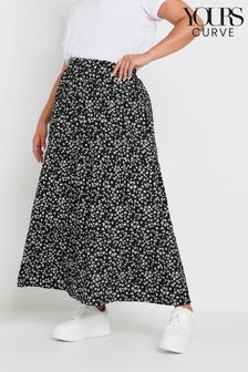 Yours Curve Black Textured Maxi Skirt (E53740) | 153 QAR