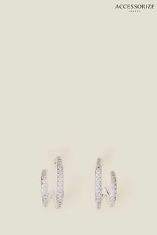 Accessorize Silver Plated Double Sparkle Hoops (E53819) | KRW29,900