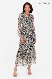 Lovedrobe Tiered Midaxi Shirt Dress With Metallic Thread (E54281) | $94