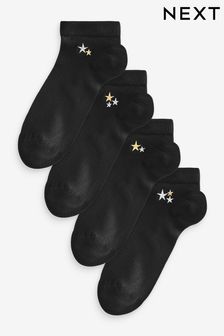 Sparkle Stars Embroidered Motif Trainer Socks 4 Pack (E54770) | kr160